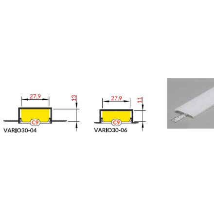 StrongLumio takaróprofil  VARIO C9 LED profilhoz tejfehér 2m