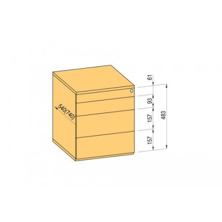 K-BBP konténer TipAer komp.540mm típ.1/vál. 11 (műanyag fiók, részleges kihúzású, fogantyú nélküli nyitásra)