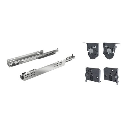 K-HETTICH set Quadro 4D V6 SiSy 250mm 10kg 16mm oldalfalhoz + frontrögzítők (kuplung) + dőlésszög beállítók