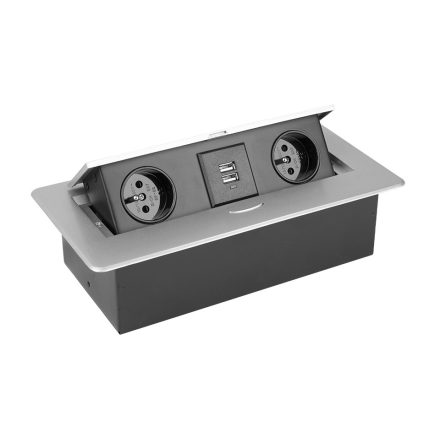 StrongPower Elektromos aljzat 2x 230V,2x USB Power, ezüst