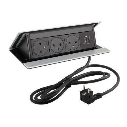 LEGRAND PopUp, 3x230V, 1x USB A/C, eloxált alumínium